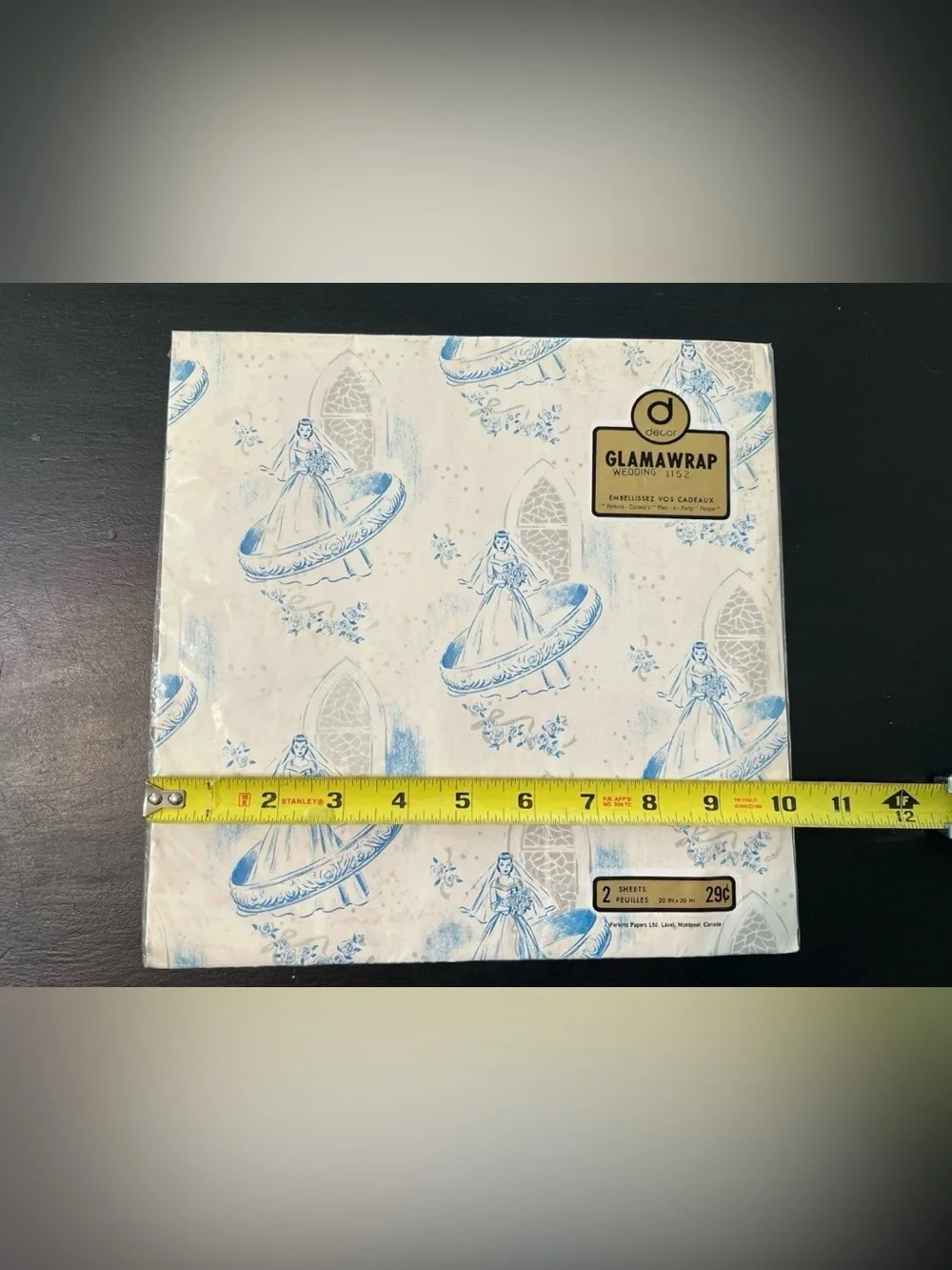 Vtg Blue White Bridal Shower Gift Wrap 1950s Wedding Paper Sealed  Romantic